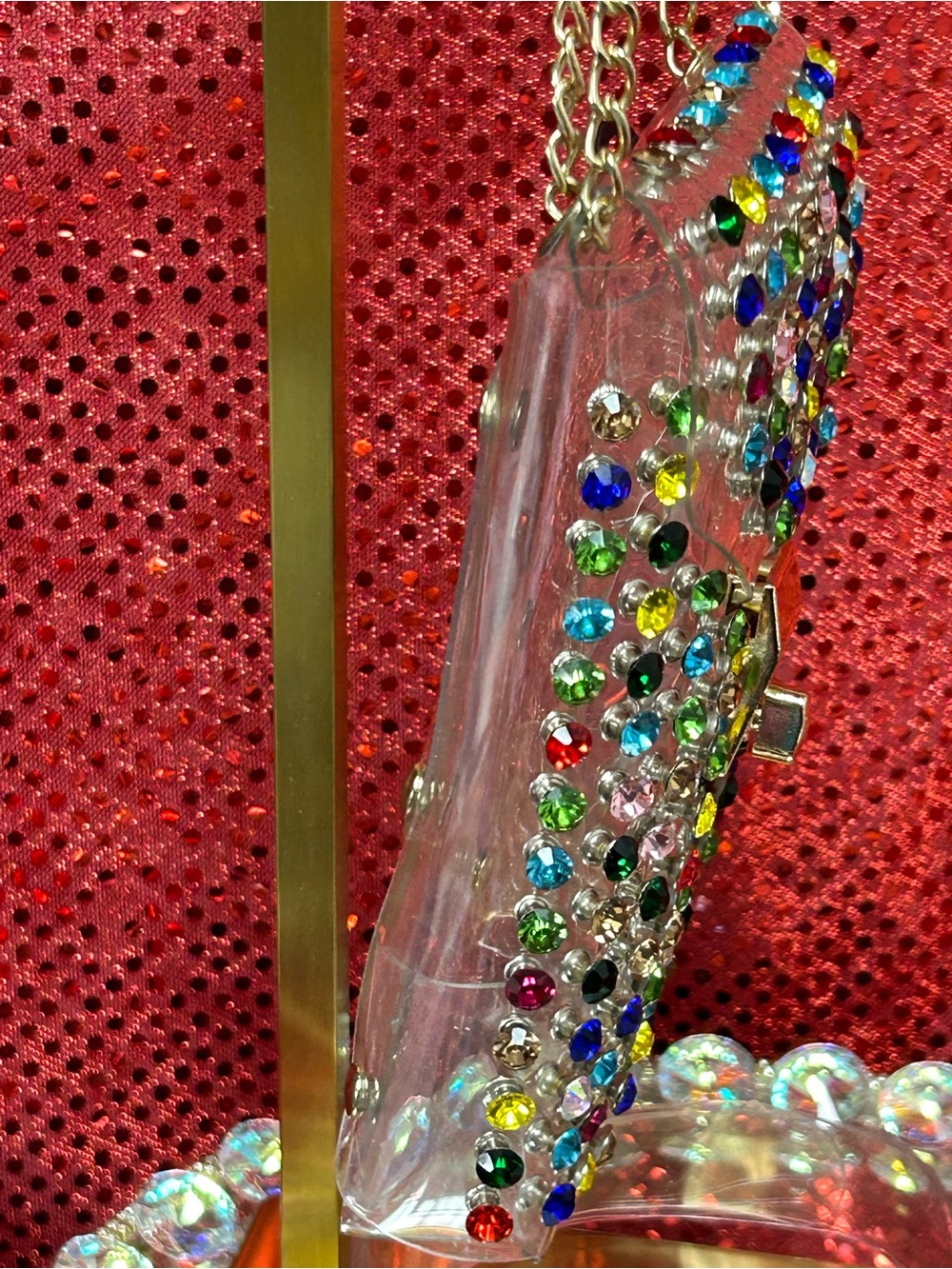 Nicole Clear Multi-Color Rhinestone Phone Crossbody Bag - Approx. 4.5 x 7 - Picture 5 of 12